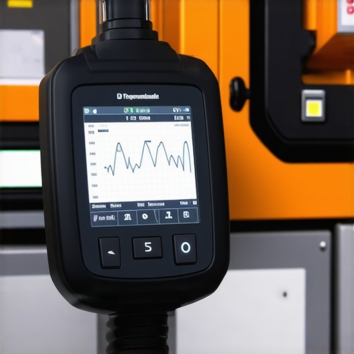 Advanced Transmission Diagnostics in Action Modern diagnostic device analyzing transmission data in an automotive workshop