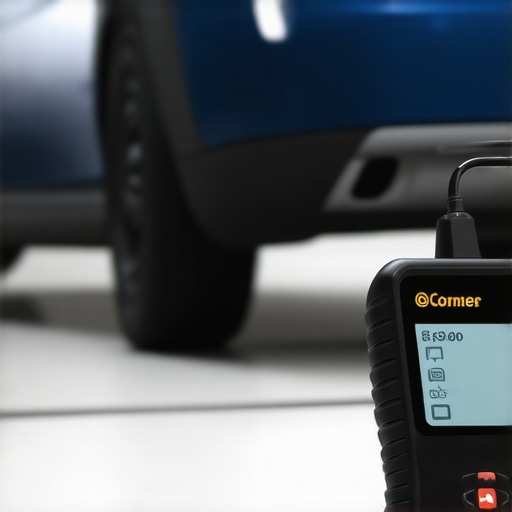 Technician using an advanced OBD-II scanner to diagnose transmission issues on a modern car.