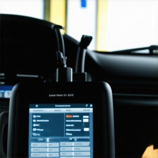 Diagnostic scanner displaying live vehicle sensor data during maintenance.