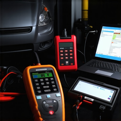 Mechanic using digital tools for precise car oil testing and diagnostics