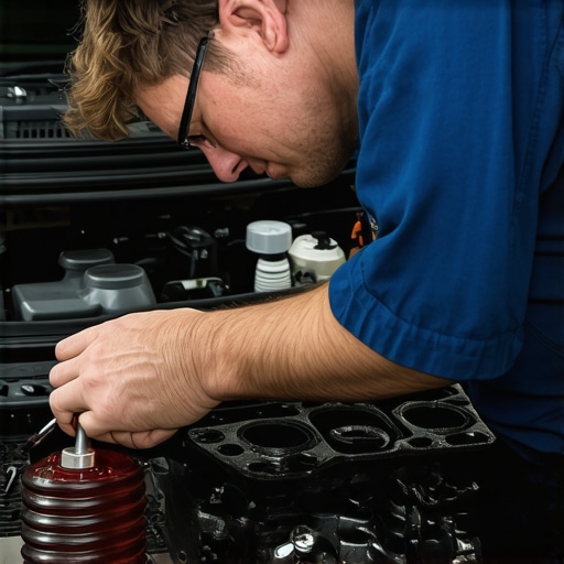 Mechanic analyzing transmission fluid levels using advanced diagnostic equipment
