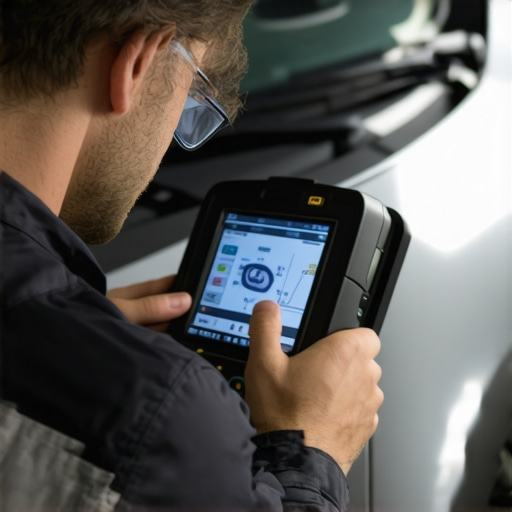 Technician performing diagnostics on a 2026 vehicle with a modern scan tool.
