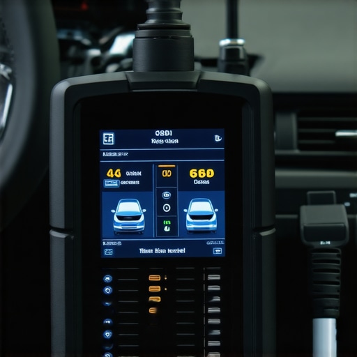 Professional automotive diagnostic scanner reading data from a vehicle's onboard computer.