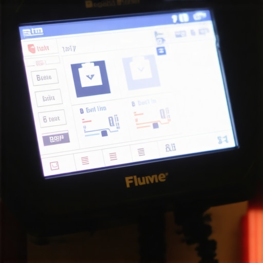 Professional-grade automotive OBD-II scanner connected to a vehicle, displaying real-time engine data.