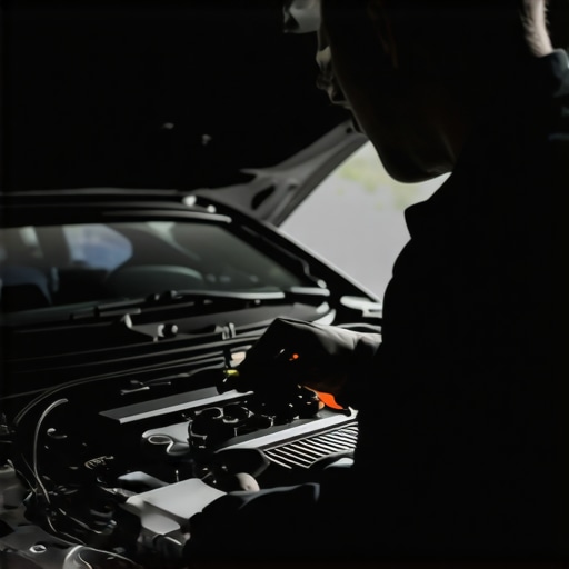 Mechanic using a multimeter and OBD scanner on car engine