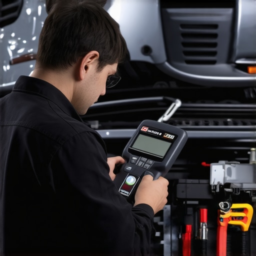 Technician inspecting radiator and coolant system with proper tools