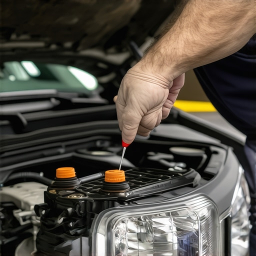 Mechanic inspecting transmission fluid dipstick in a car engine