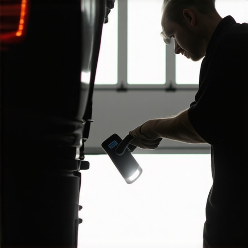Mechanic demonstrating how to visually check brake fluid contamination