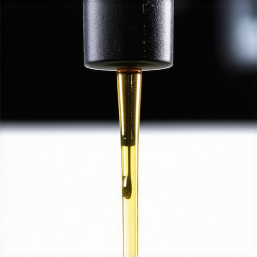 Mechanic examining vehicle oil on dipstick in bright workshop.