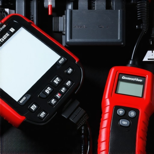 A technician using advanced diagnostic tools to inspect a vehicle's electronic systems.