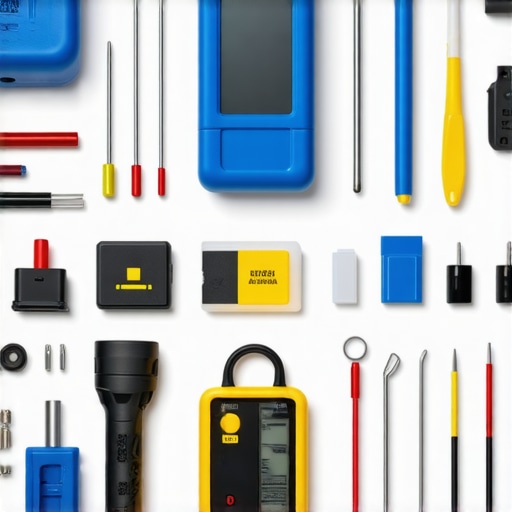 A technician's workspace with diagnostic scanners, oil testers, and mechanical tools for vehicle upkeep