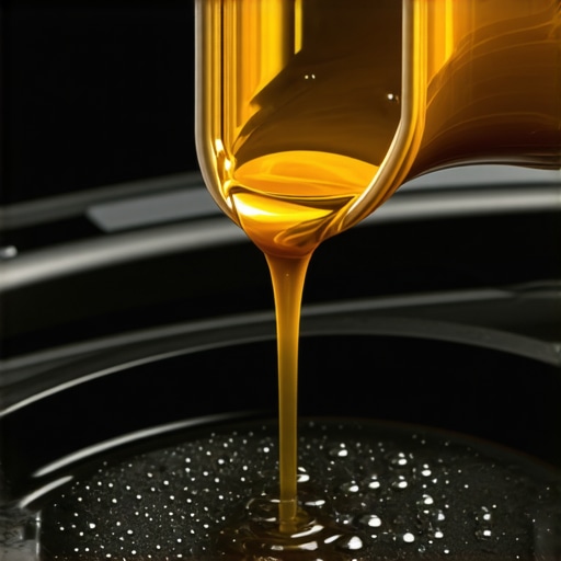 Mechanic pouring stop-leak additive into transmission fluid reservoir inside a car workshop environment