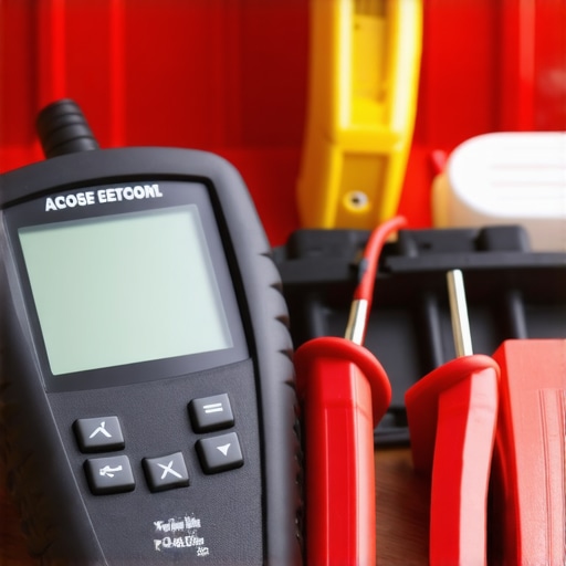 Mechanic's hand using diagnostic equipment to inspect a car transmission