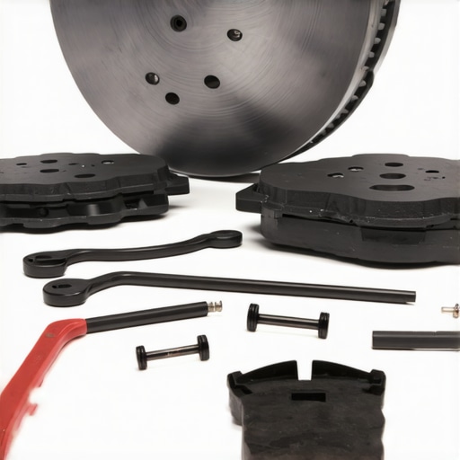 Brake Repair Tools and Components Tools and brake components laid out for repair on a workbench.