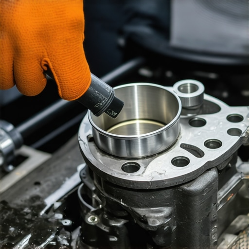 Mechanic cleaning engine throttle body with spray and brush