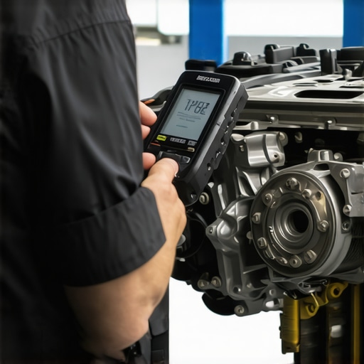 Mechanic using digital tools to diagnose car transmission issues