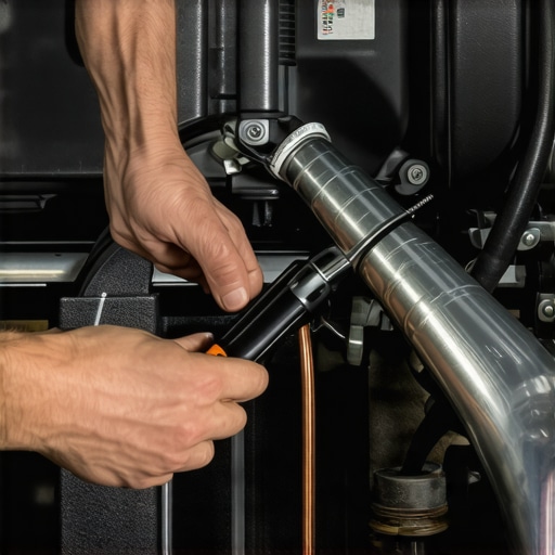 Mechanic checking fuel lines during car maintenance