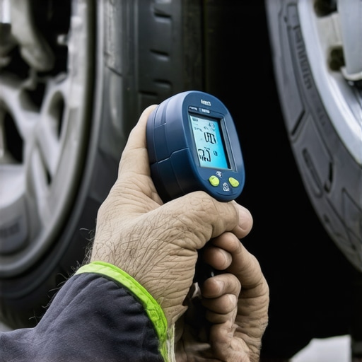 Monitoring Transmission Temperature for Optimal Maintenance. Technician measuring transmission temperature with infrared device.