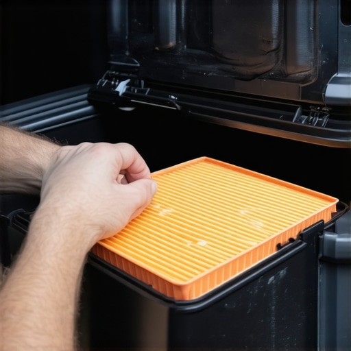 Person replacing cabin air filter behind the glove compartment