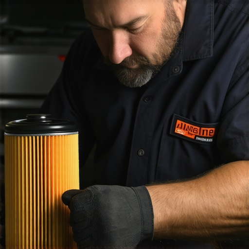 Car owner examining the oil filter after an oil change to ensure it has been replaced.
