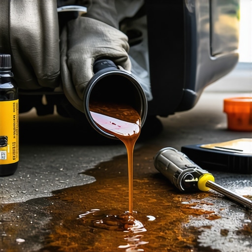 Mechanic draining transmission fluid during service.