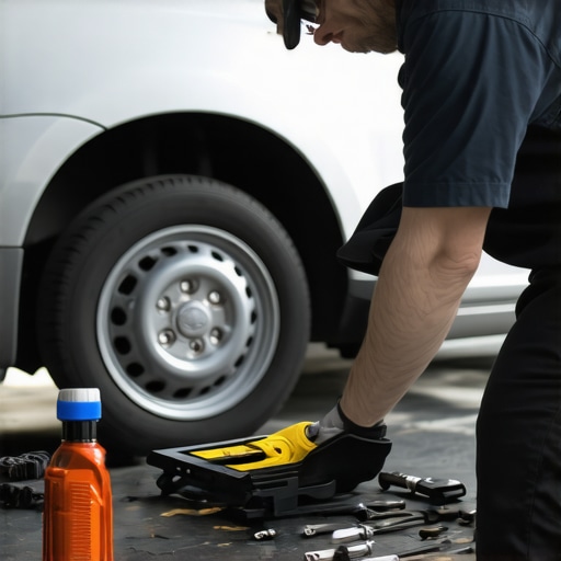 Mechanic checking transmission fluid under the hood of a vehicle