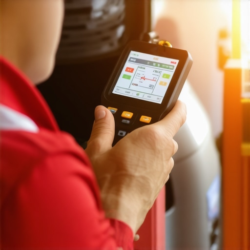 Mechanic connecting an OBD-II scanner to a vehicle's port to diagnose engine health.