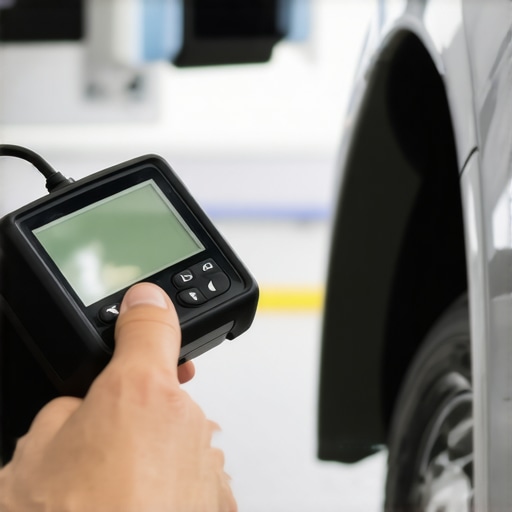 Using an OBD-II Scanner for Transmission Diagnostics A mechanic connecting an OBD-II scanner to a car's port for transmission health check.