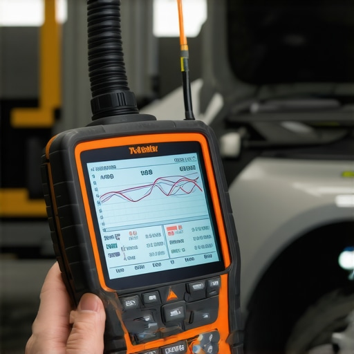 A mechanic using a high-end Viper diagnostic tool to monitor live data during a vehicle inspection.