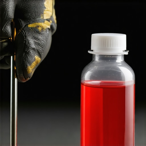 A comparison showing the difference between healthy and thermally damaged transmission fluid.