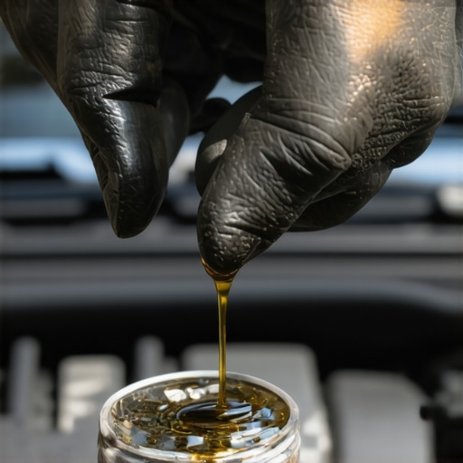 Hands checking transmission fluid consistency for signs of internal damage