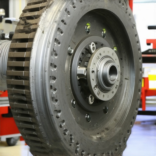 A mechanic examining a worn clutch disc and pressure plate to diagnose grinding issues.