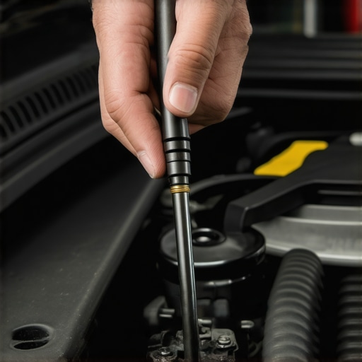 A technician using a fluid extraction siphon pump to safely remove overfilled engine oil from a car