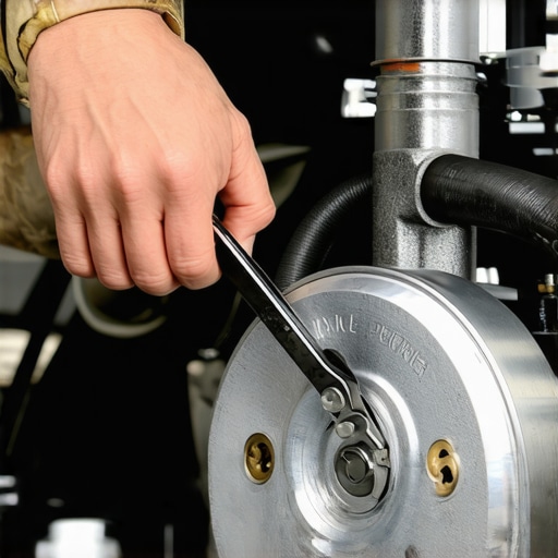 A technician performing a pinch test on a vacuum line to diagnose an engine whistling noise.