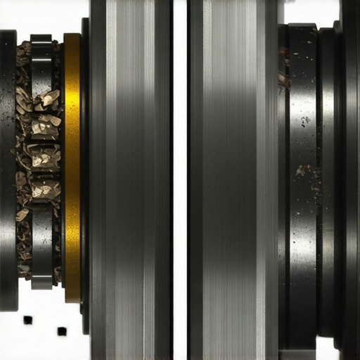A comparison between a damaged pilot bearing with metal shavings and a clean new replacement part.